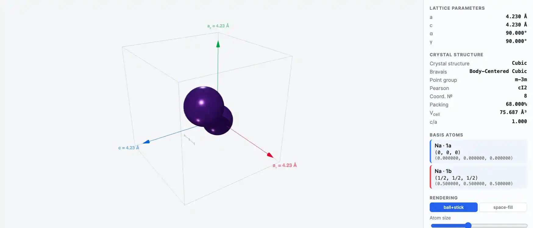 Sodium — Crystal Structure Visualizer Preview