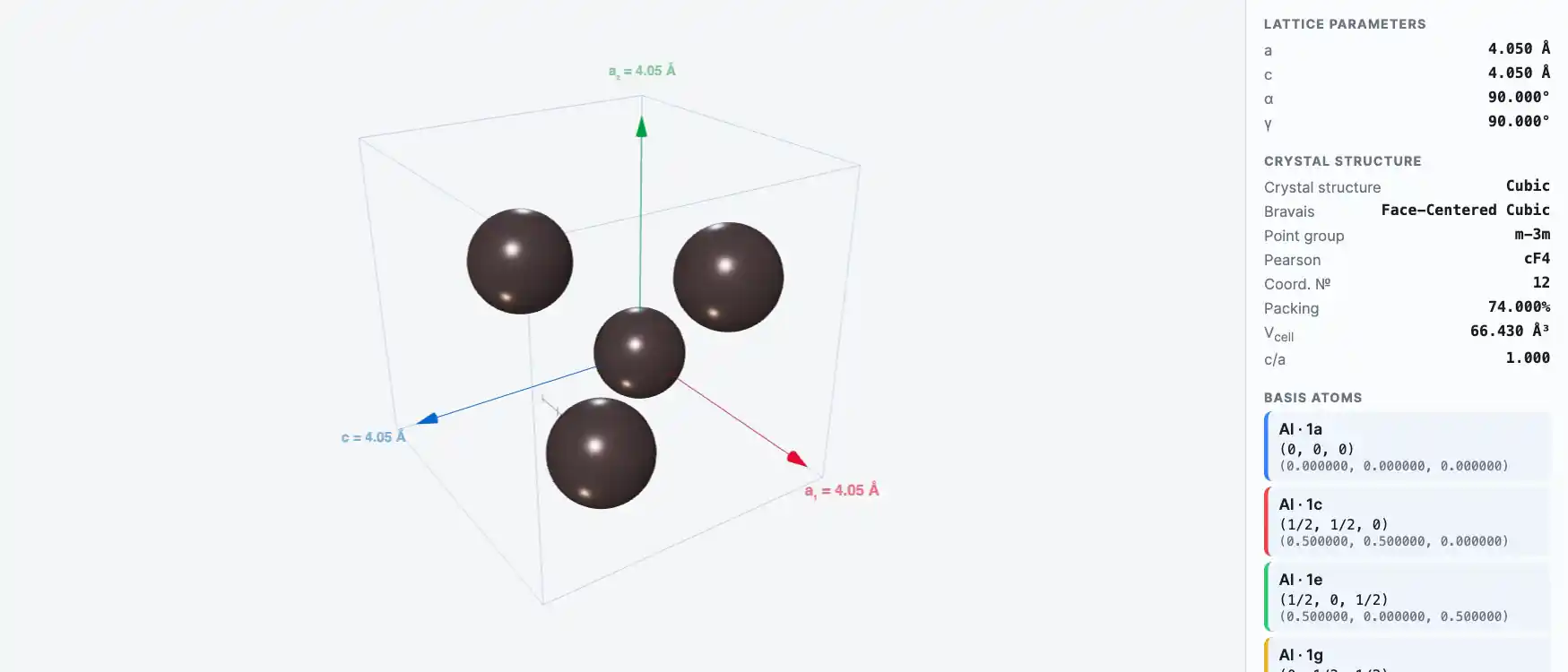 Aluminum — Crystal Structure Visualizer Preview
