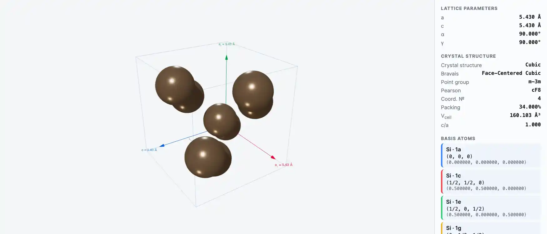 Silicon — Crystal Structure Visualizer Preview