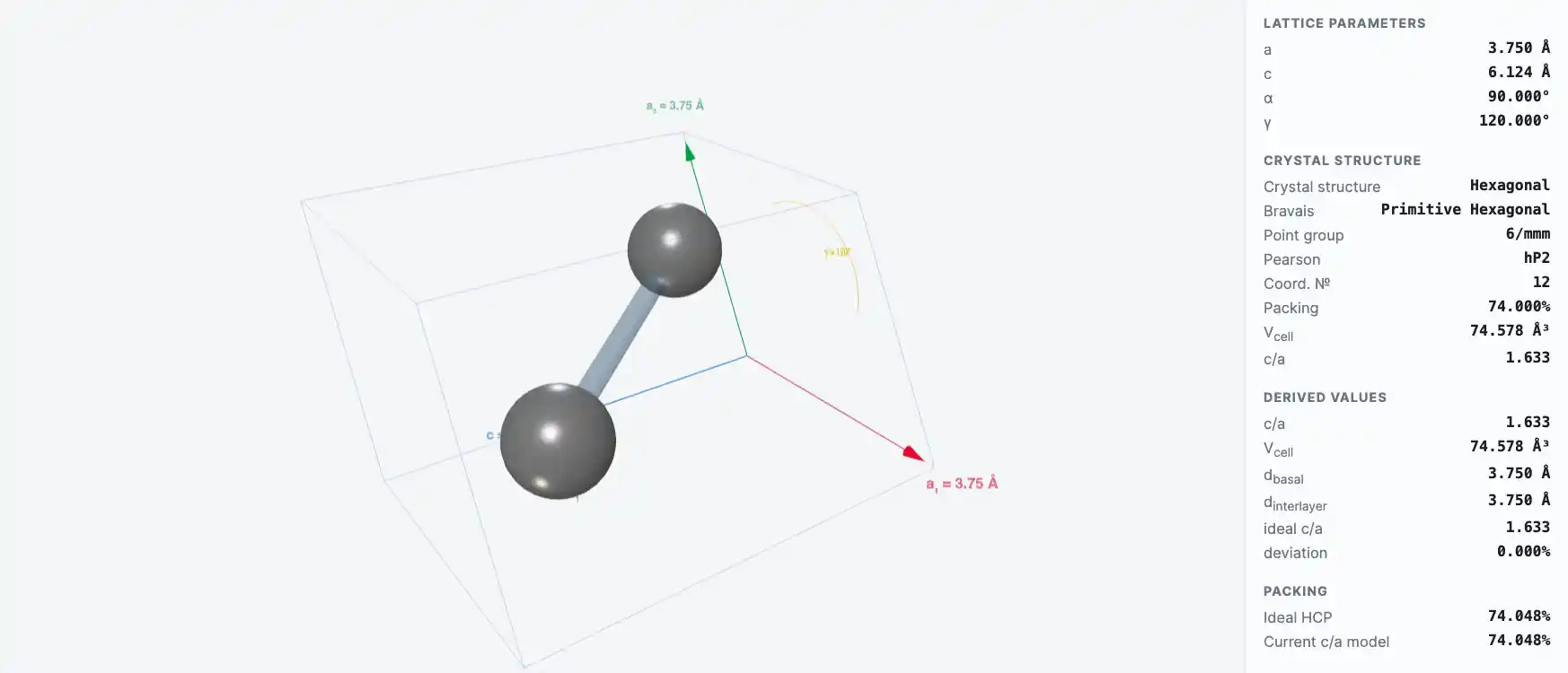 Hydrogen — Crystal Structure Visualizer Preview