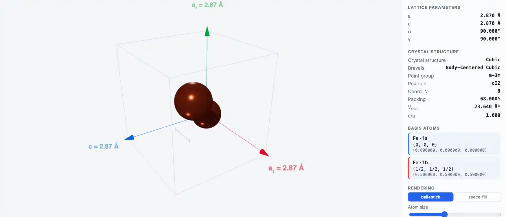 Iron — Crystal Structure Visualizer Preview