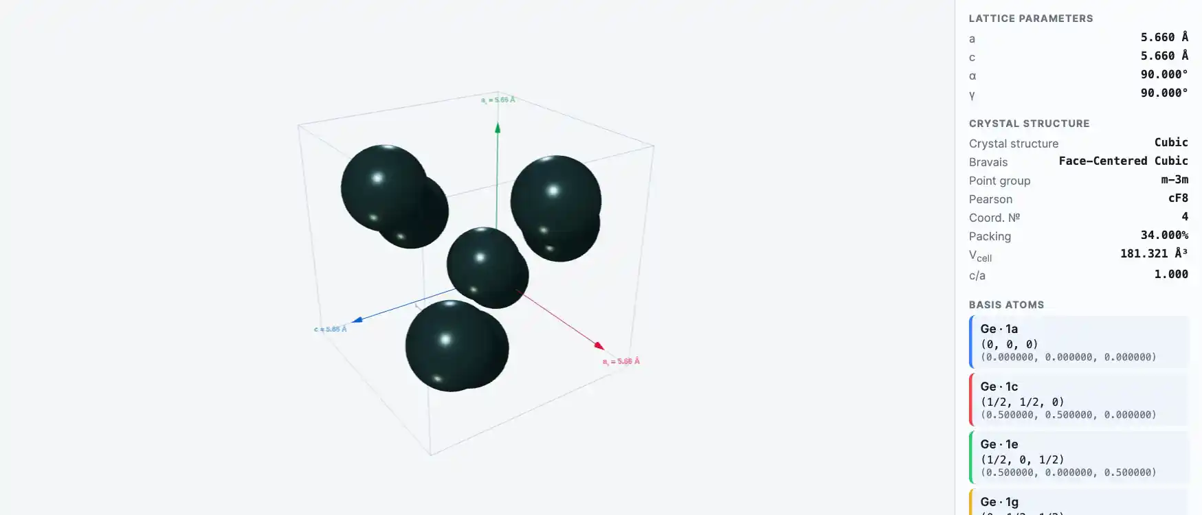 Germanium — Crystal Structure Visualizer Preview