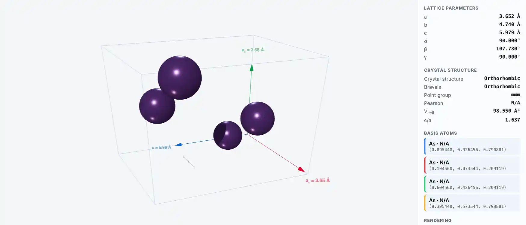 Arsenic — Crystal Structure Visualizer Preview