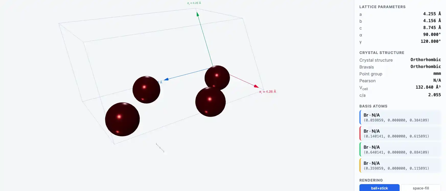 Bromine — Crystal Structure Visualizer Preview