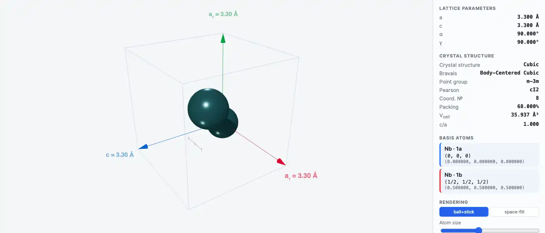 Niobium — Crystal Structure Visualizer Preview