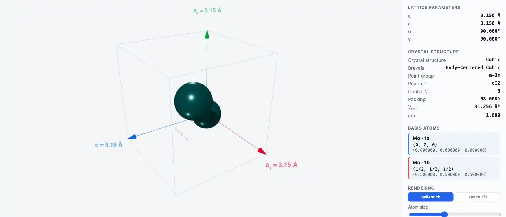 Molybdenum — Crystal Structure Visualizer Preview
