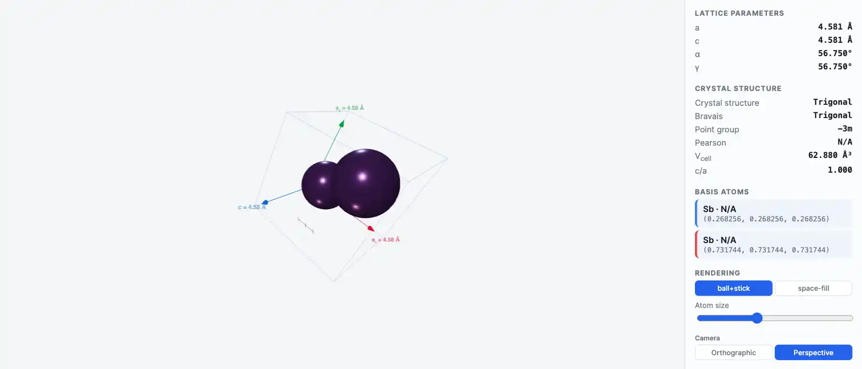 Antimony — Crystal Structure Visualizer Preview