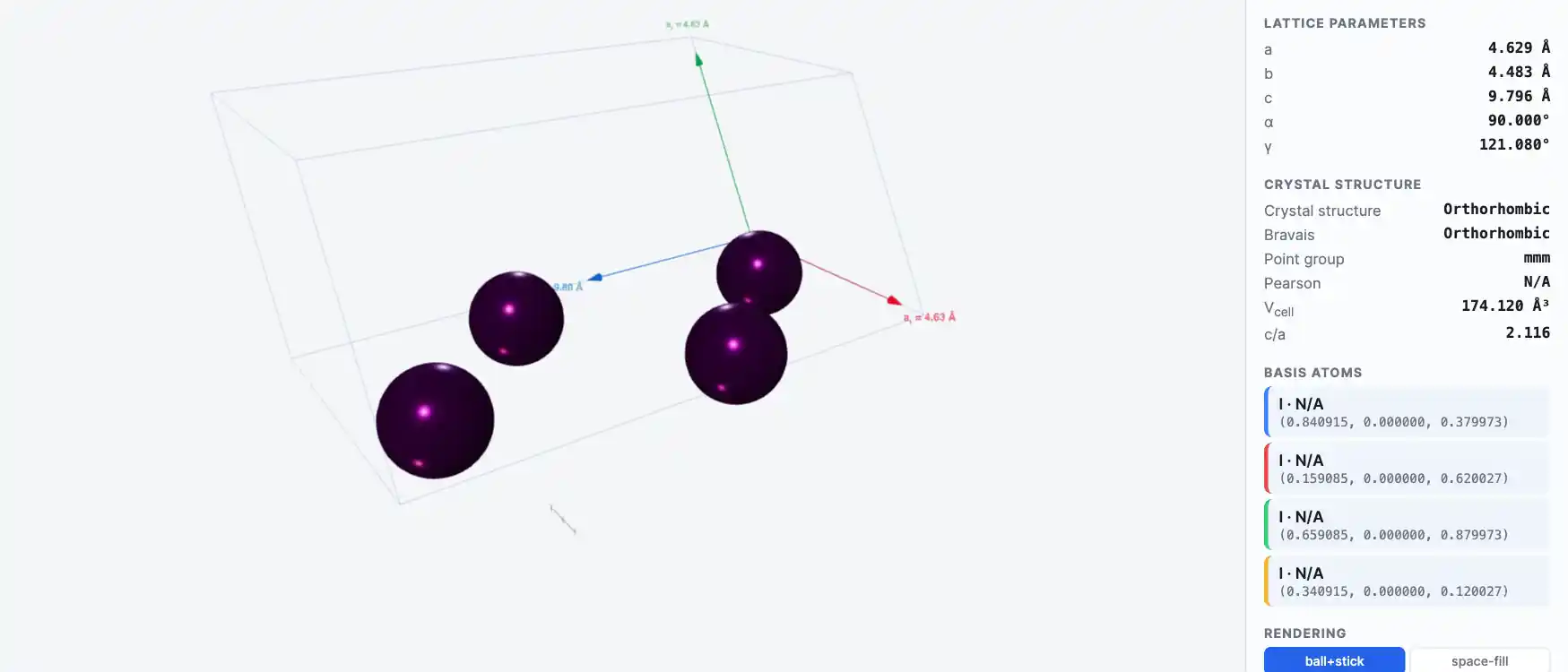 Iodine — Crystal Structure Visualizer Preview