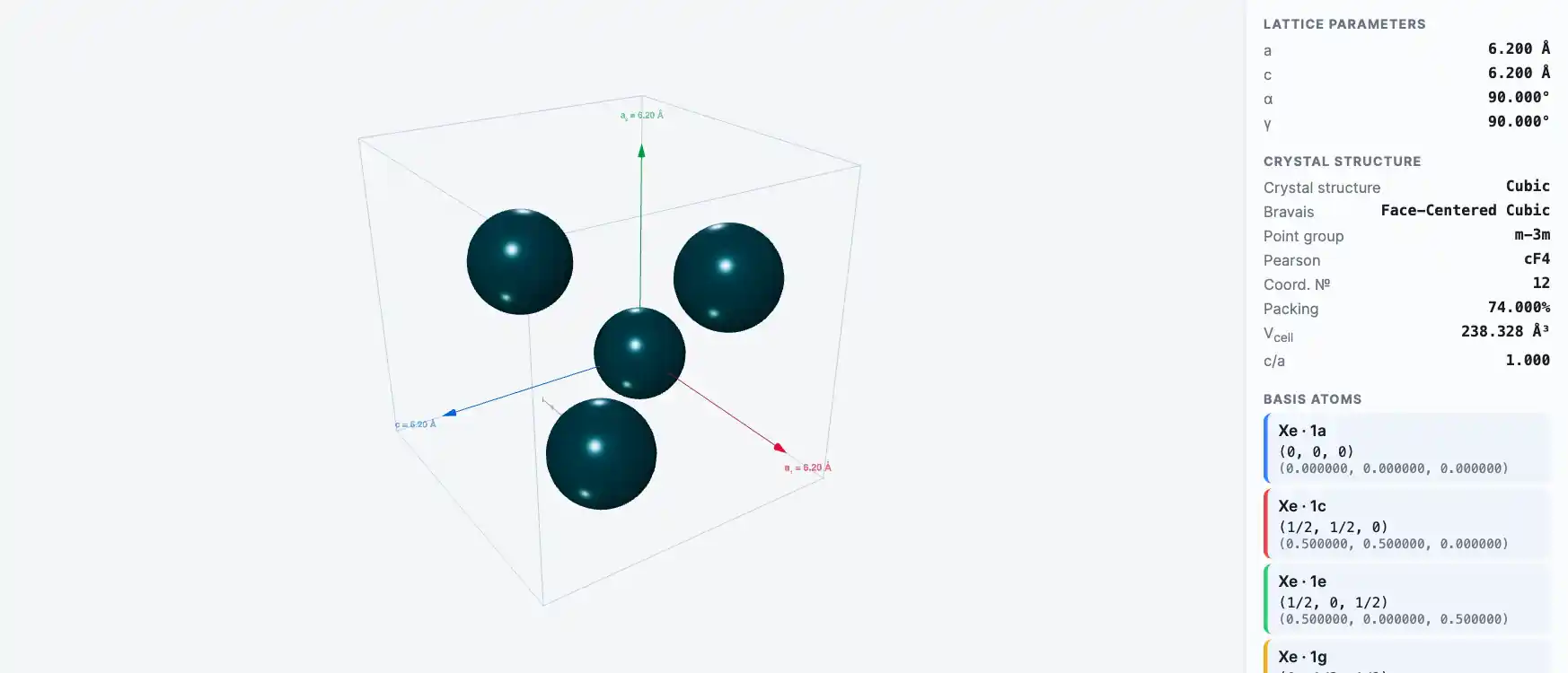 Xenon — Crystal Structure Visualizer Preview