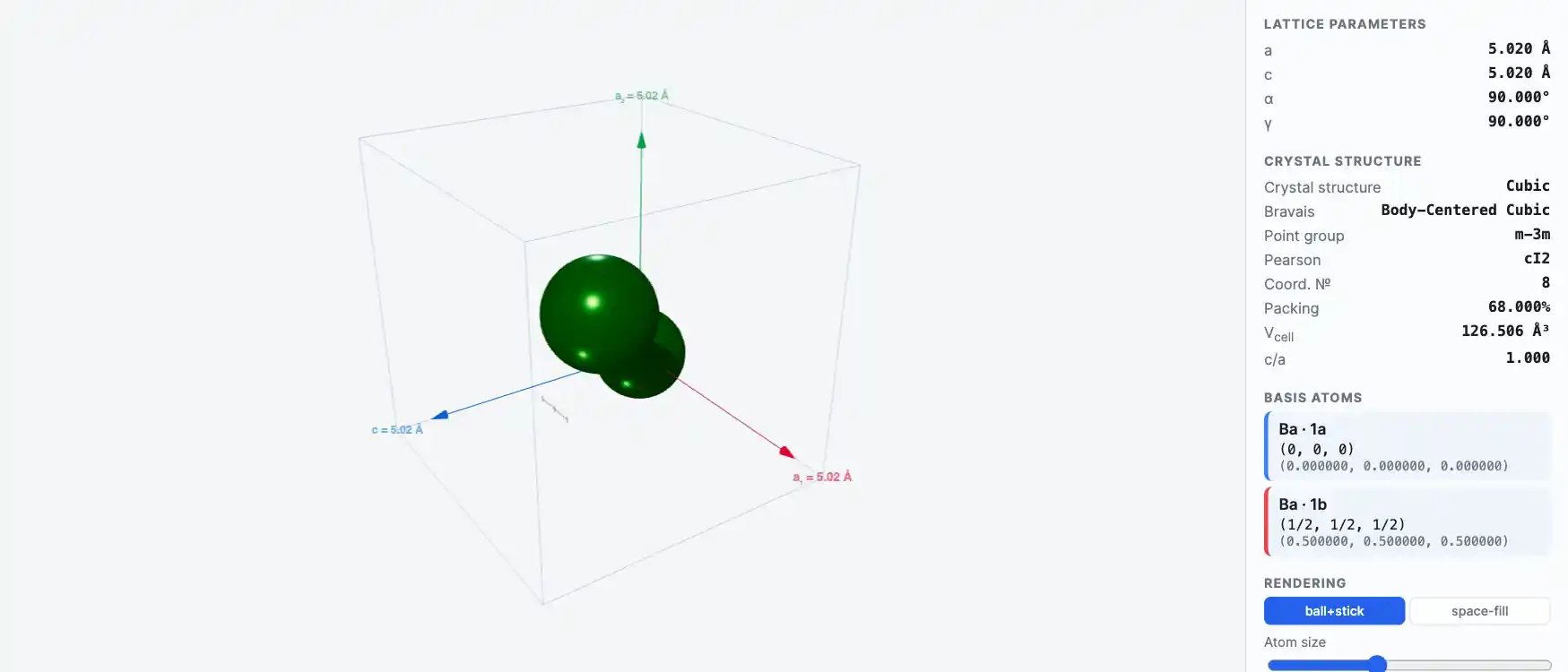 Barium — Crystal Structure Visualizer Preview