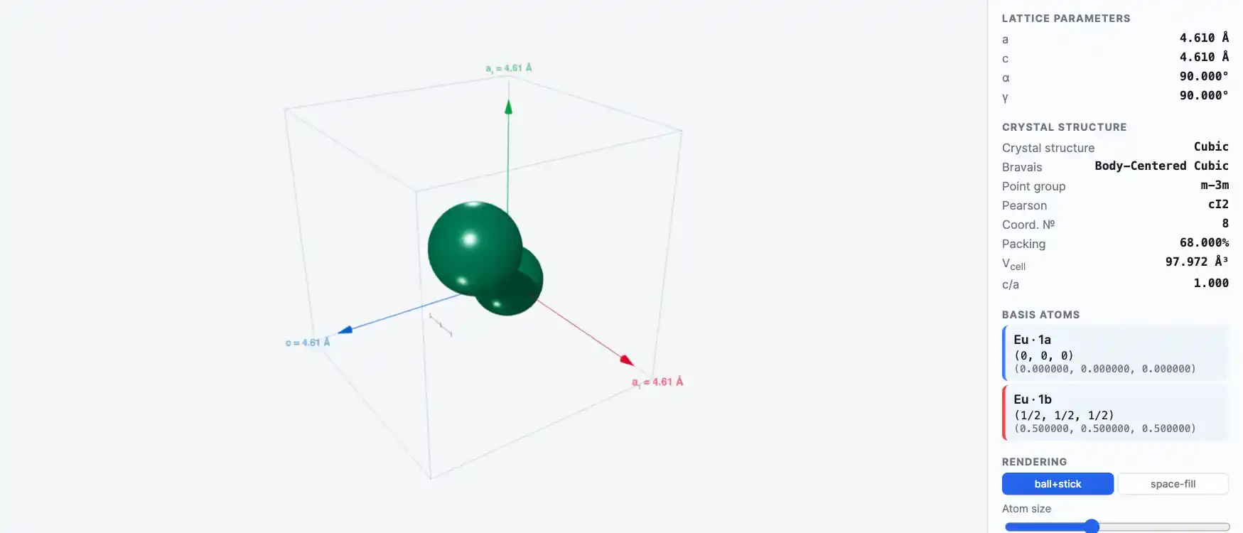 Europium — Crystal Structure Visualizer Preview