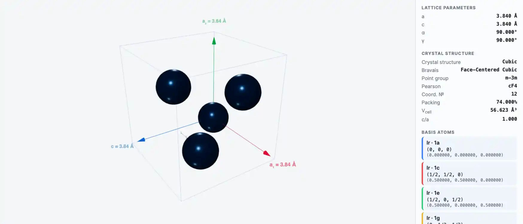 Iridium — Crystal Structure Visualizer Preview
