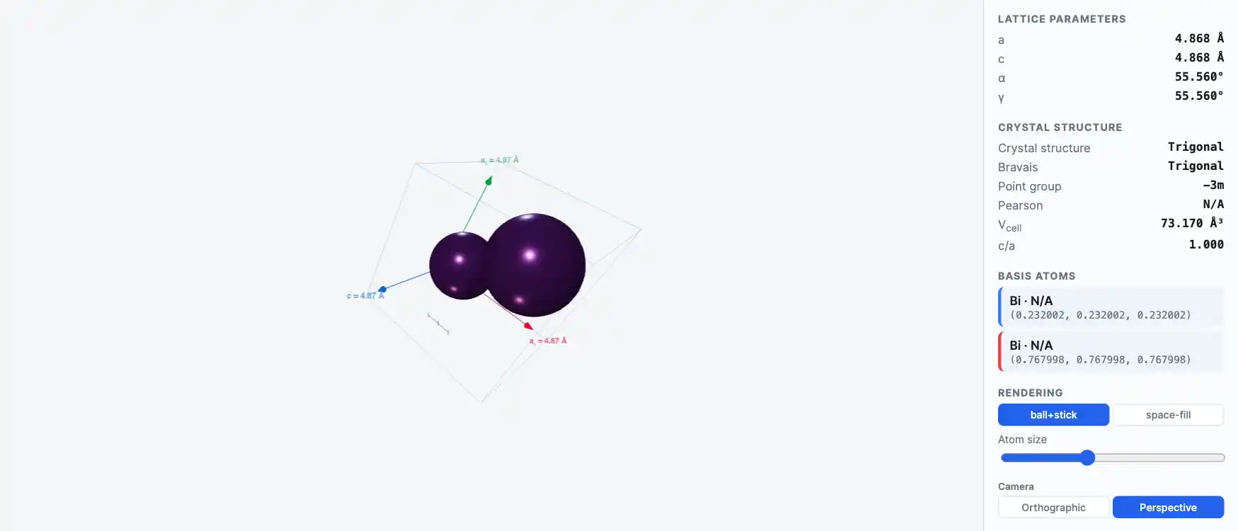 Bismuth — Crystal Structure Visualizer Preview