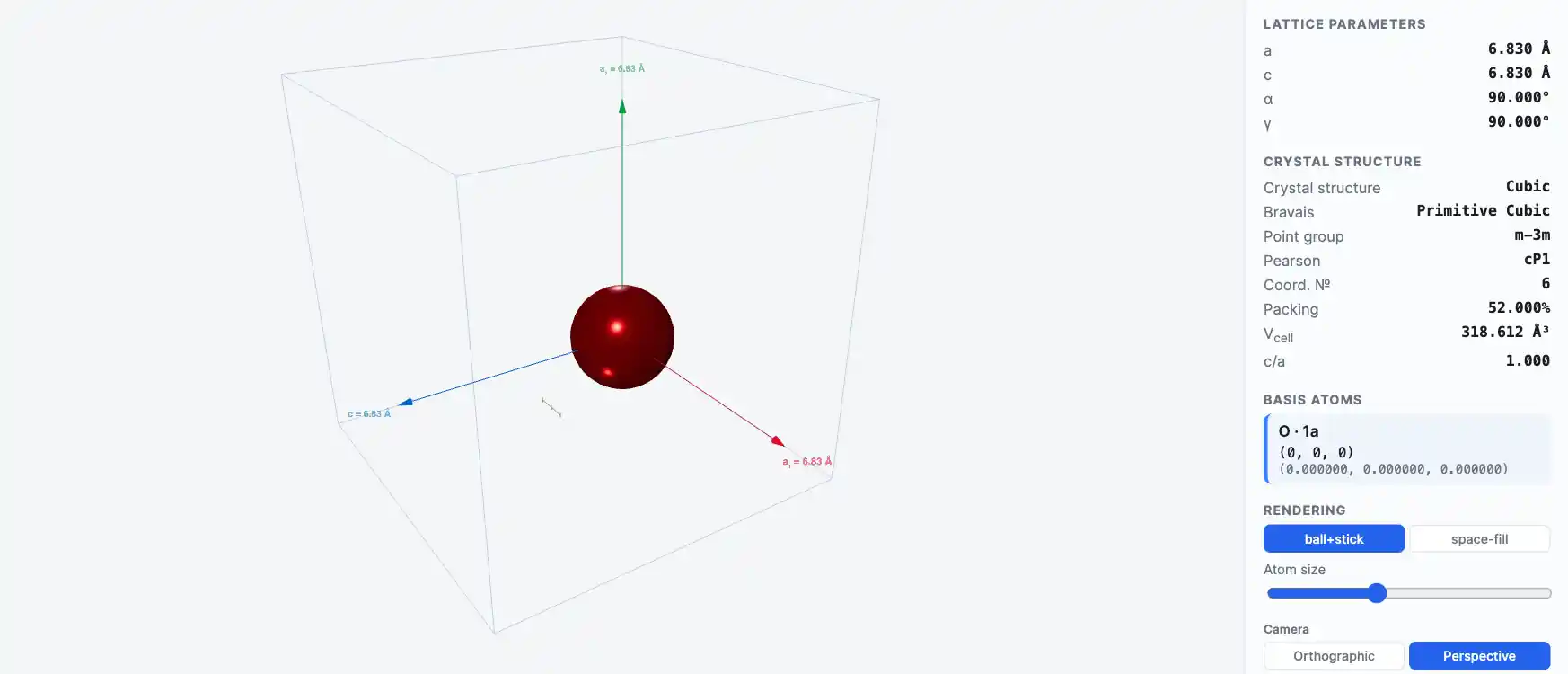 Oxygen — Crystal Structure Visualizer Preview