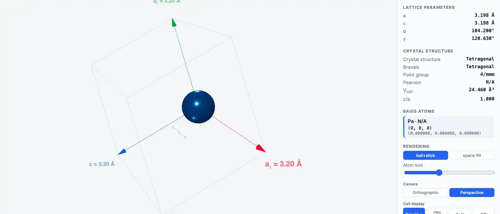 Protactinium — Crystal Structure Visualizer Preview