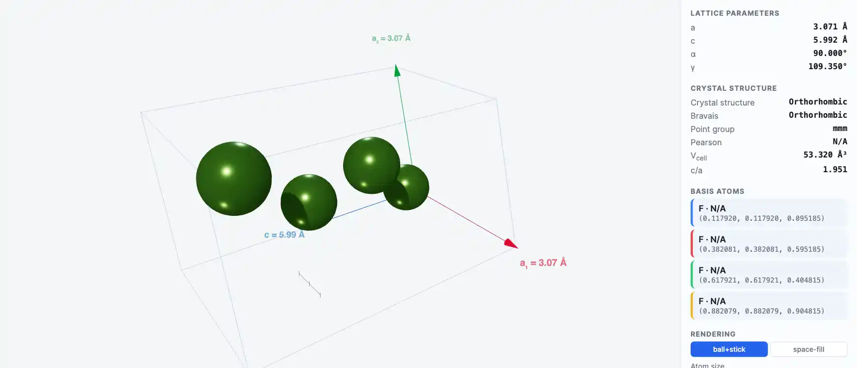 Fluorine — Crystal Structure Visualizer Preview